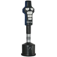 Standing Boxing Dummy, Adjustable Height, Heavy Base, Faux Leather, Black+Gray+Blue, 55 x 55 x 178-207 cm