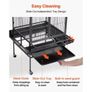 Bird Cage, 830 x 790 x 2100 mm, Open Flat Top, Wrought Iron Bird Flight Cage with Perches, Slide-Out Tray, Plastic Feeders, for Cockatiel, Monk Parakeet, Amazon Parrot, African Grey Parrot Image 6