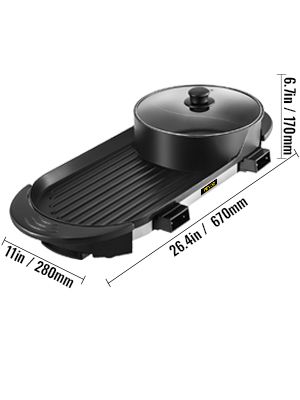 BRAND NEW 2 in 1 Electric BBQ Pan Grill Hot Pot Portable Smokeless Durable Material Fast Even Heated for Shellfish Vegetables Home