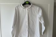 Vintage french Peter Pan embroidered collar white blouse shirt