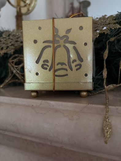Christmas Candle and Golden Candle Holder