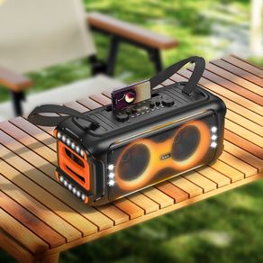 Beat Bass Wireless Karaoke Speaker Supports TF, USB, AUX with 2 Wireless Microphones