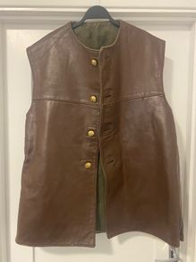 British Army Leather Military Jerkin Vest With Wool Lining World War WWII WWI