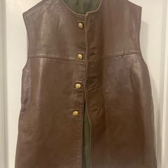 British Army Leather Military Jerkin Vest With Wool Lining World War WWII WWI