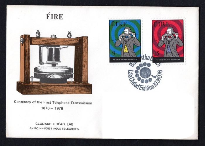 1976 Ireland Centenary of the First Telephone Transmission Commemorative Stamps Department of Post and Telegraphs address Cover (FDC)
