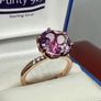 Silver Rose De France Amethyst & White Zircon Solitaire Ring Image 2