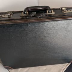 Leather Briefcase Attache Case Vintage Black  Laptop Documents