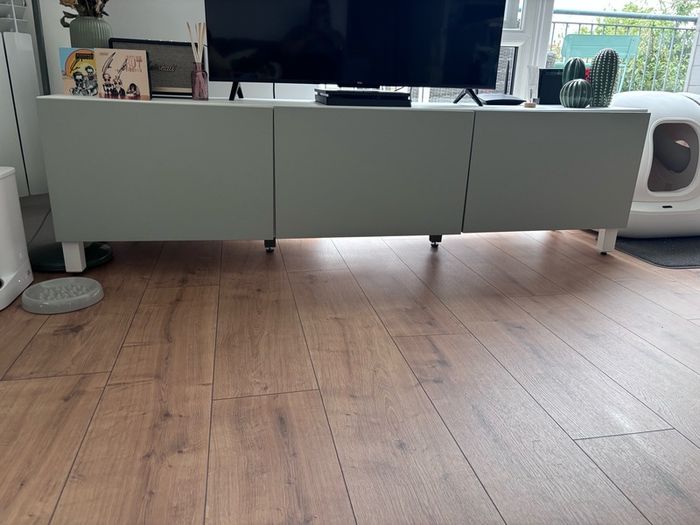 TV Bench BESTA Ikea White Pale Grey Green