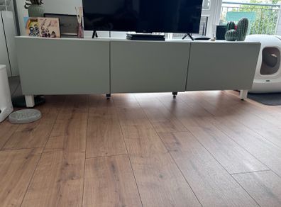 TV Bench BESTA Ikea White Pale Grey Green