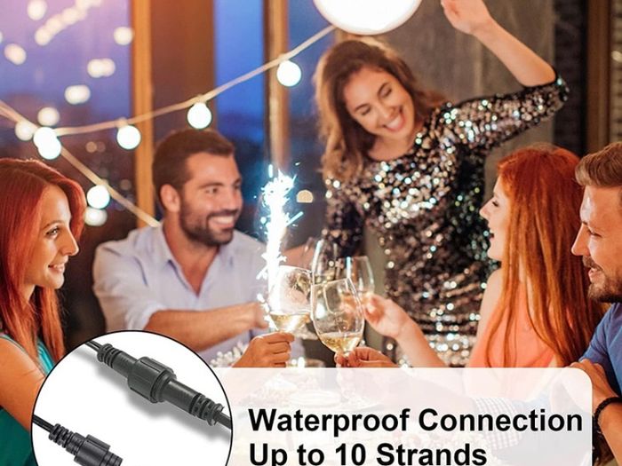 Festoon Lights Outdoor 100FT, G40 LED String Lights Mains Powered with 50+2 Plastic Bulbs,Waterproof Connectable Outdoor String Llights for Garden,Porch, Backyard,Bistro (FREE POSTAGE)