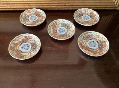 Pristine Vintage Japanese Ryuho Kiln Imari Mamezara Small Dishes - Set of 5