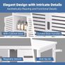 Bathroom Floor Storage Cabinet, Freestanding Bamboo Side Storage Organizer with Double Doors and Open Shelves, Space Saving Small Kitchen Cupboard, White Image 6