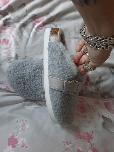 grey teddy fleece shoes from green treat