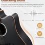 4/4 Electric Acoustic Guitar Full Size with Golden Tuning Pegs, Starter Kits Cutaway Electroacoustic Guitar Set for Beginner Adults Teens Students, Black (FREE SHIPPING) Image 3
