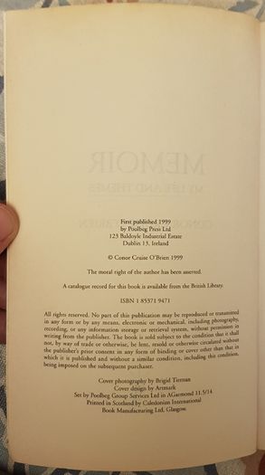 Memoir: My Life And Themes by Conor Cruise O'Brien