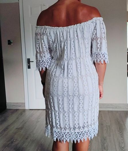 White mini off shoulder dress, size 10, Made in Italy