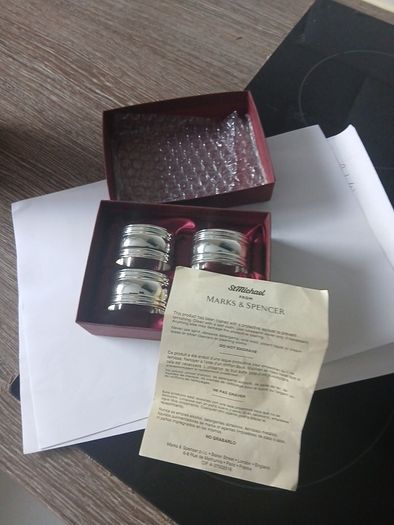 Vintage St Michael Marks & Spencer Silver Plated Napkin Rings - Set of 4 Boxed