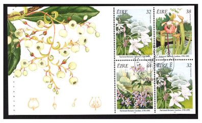 1995 Ireland Bicentenary of National Botanic Gardens, Glasnevin Commemorative Stamp Booklet Pane with First Day of Issue Cancel. Hibernian HP79.