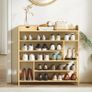 shoe rack, 6-tier bamboo shoe stand with drawer, for up to 18 pairs of shoes Image 3