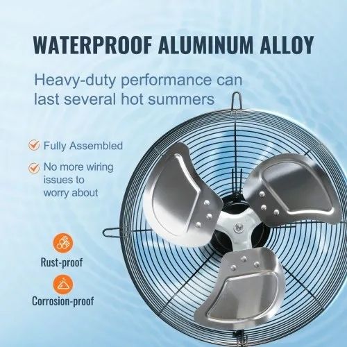 Shutter Exhaust Fan, 356 mm High-speed 1400RPM 994 CFM, Aluminum Wall Mount Attic Fan with AC-motor,