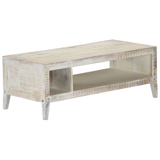 Coffee Table White 110x50x40 cm Solid Mango Wood