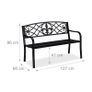 Black Metal Garden Bench 2 Seater Outdoor Patio Bench Image 3