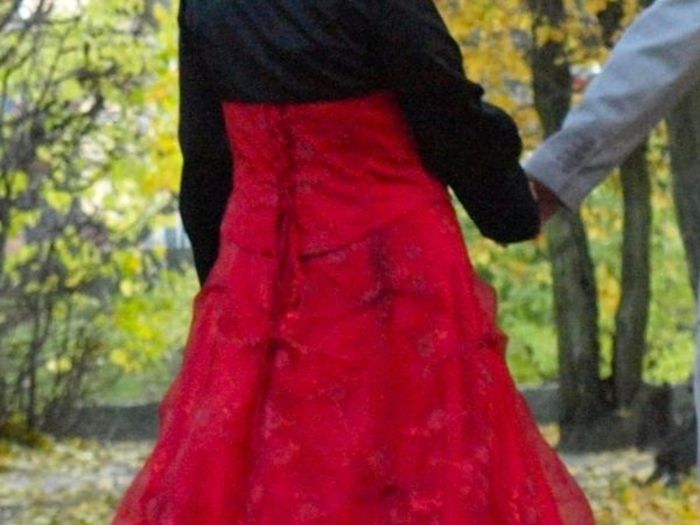 ball gown dress in vibrant red