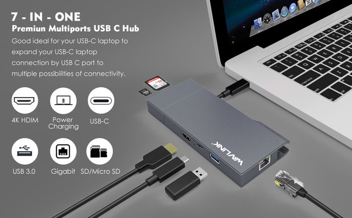 Wavlink USB 3.1 Type-C Mini Docking Station Power Delivery/HDMI UHD 4K/Card Reader/Gigabit Ethernet (Brand New/Warranty)