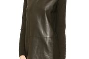 CALVIN KLEIN black faux leather panel jumper dress Sz M (10-12)