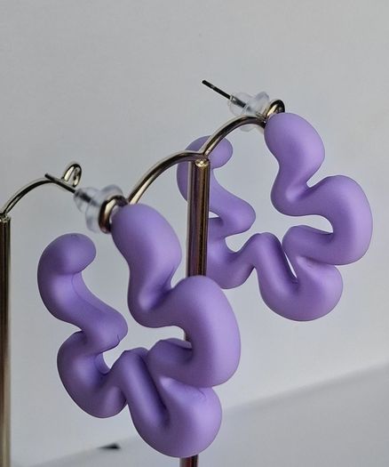 Lilac Silhouette Five Petal Flower Earrings