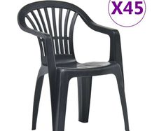 Stackable Garden Chairs 45 pcs Plastic Anthracite