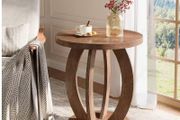 Rustic Round Wooden Side Table Versatile Accent Table for Living Room, Bedroom, or Office