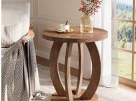 main image for ad Rustic Round Wooden Side Table Versatile Accent Table for Living Room, Bedroom, or Office