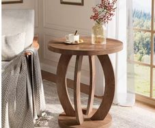 Rustic Round Wooden Side Table Versatile Accent Table for Living Room, Bedroom, or Office