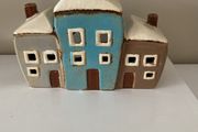 Beautiful three house village pottery tea light holder