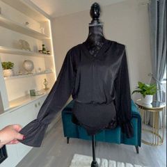 Ladies Black Long-Sleeved Body Suit from Shein. Size Large UK 12-14 / EU 40-42