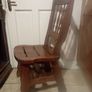 4 Vintage Solid Oak, Brutalist Style Chairs Image 3