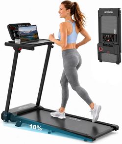 6 in 1 Treadmill with 3 percent to15 percent Incline, Under Desk Walking Pad, 1 12 km h HP Motor 8 Point Shock Absorption, 15 cm Adjustable Handlebar, LED Display, Remote Control, 130 kg Max