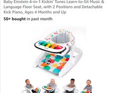 Baby Einstein 4-in-1 Kickin' Tunes Learn-to-Sit Music & Language Floor Seat, with 2 Positions and Detachable Kick Piano, Ages 4 Months and Up
