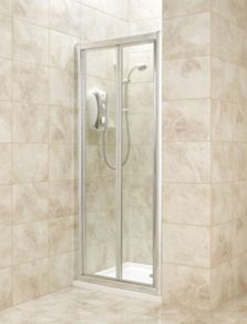 New Breuer Bi-Fold Shower Door Silver Matt / Clear Glass 800mm