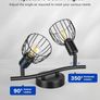 2 Way Spot Lights Ceiling, Adjustable Kitchen Light Fittings with E14 Socket, Matt Black Wire Cage Wall Spotlight Bar, Industrial Ceiling Light for Indoor Hallway Bedroom, Bulb Not Included Image 3