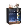 LED Bar Cabinet with Fluted Glass Doors 88cm Drinks & Wine Storage Sideboard Image 4