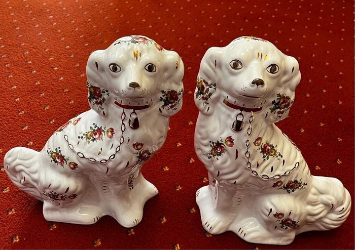 Vintage Royal Stafford Floral Chintz Mantel Dogs (Pair)