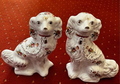 Vintage Royal Stafford Floral Chintz Mantel Dogs (Pair)