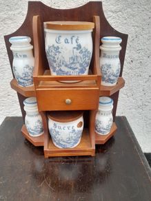 Vintage Milk Glass Cannister and Spice Set