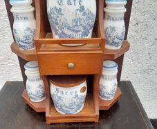 Vintage Milk Glass Cannister and Spice Set