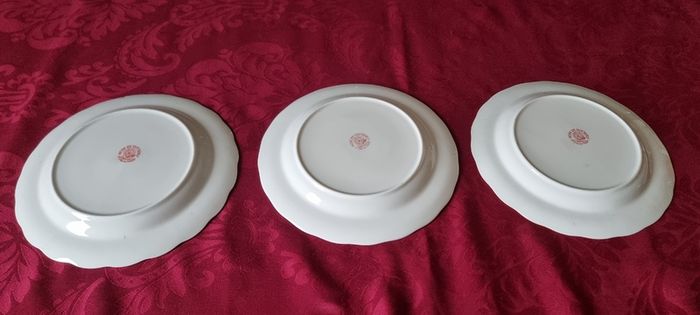 3 Piece Antique Hose St. Pottery 8.5 Inch Diameter Orchard Gold Starter / Salad / Breakfast Plate Made in England
