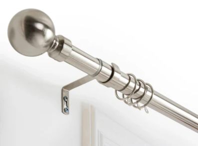 Chrome Extendable Ball  curtain pole set Set, (L)1200mm-2100mm (Dia)19mm