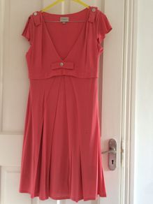Karen Millen dress coral peach with cap sleeves - size 12, knee length