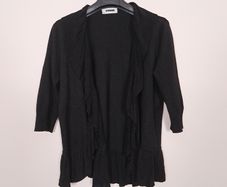Vogue Black Open Front Layered Ruffle Waterfall Cardigan Cover Up Size XL